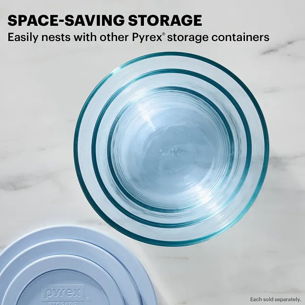 Pyrex® Simply Store® Tinted 4-cup Round Storage with Blue Plastic Lid - Image 3