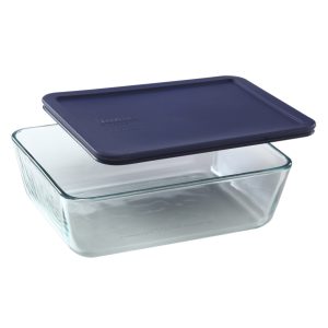 Pyrex® Simply Store® 11-cup Rectangular Glass Food Storage Container with Blue Lid