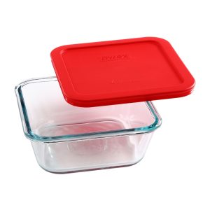 Pyrex® Simply Store® 4-cup Square Glass Food Storage Container with Red Lid
